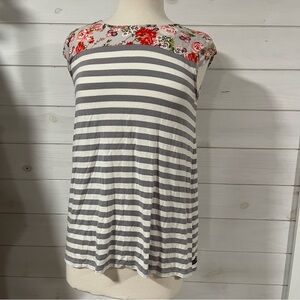 Matilda Jane Gray Striped and Floral Blouse